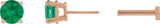 14K Gold Natural Emerald Round 4-Prong Lightweight Stud Earrings - Rose Gold