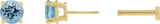 14K Gold Natural Aquamarine Round 4-Prong Lightweight Stud Earrings - Yellow Gold