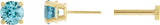 14K Gold Natural Blue Zircon Round 4-Prong Lightweight Stud Earrings - Yellow Gold
