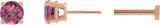 14K Gold Natural Pink Tourmaline Round 4-Prong Lightweight Stud Earrings - Rose Gold
