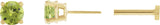14K Gold Natural Peridot Round 4-Prong Lightweight Stud Earrings - Yellow Gold