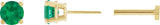 14K Gold Natural Emerald Round 4-Prong Lightweight Stud Earrings - Yellow Gold