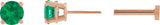 14K Gold Natural Emerald Round 4-Prong Lightweight Stud Earrings - Rose Gold