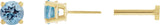 14K Gold Natural Aquamarine Round 4-Prong Lightweight Stud Earrings - Yellow Gold
