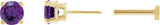 14K Gold Natural Amethyst Round 4-Prong Lightweight Stud Earrings - Yellow Gold