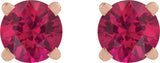 14K Gold Lab-Grown Ruby Round 4-Prong Lightweight Stud Earrings - Rose Gold - view 2