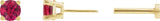 14K Gold Lab-Grown Ruby Round 4-Prong Lightweight Stud Earrings - Yellow Gold