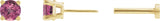 14K Gold Natural Pink Tourmaline Round 4-Prong Lightweight Stud Earrings - Yellow Gold