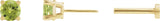 14K Gold Natural Peridot Round 4-Prong Lightweight Stud Earrings - Yellow Gold