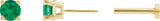 14K Gold Lab-Grown Emerald Round 4-Prong Lightweight Stud Earrings - Yellow Gold