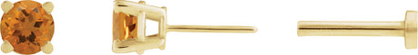 14K Gold Natural Citrine Round 4-Prong Lightweight Stud Earrings - Yellow Gold