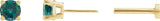 14K Gold Natural Alexandrite Round 4-Prong Lightweight Stud Earrings - Yellow Gold
