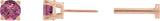 14K Gold Natural Pink Tourmaline Round 4-Prong Lightweight Stud Earrings - Rose Gold