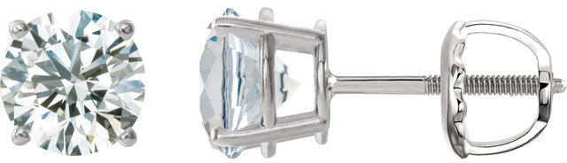 14K Gold Lab-Grown Diamond Round 4-Prong Lightweight Stud Earrings – 2.5-7.25mm Stones - White Gold