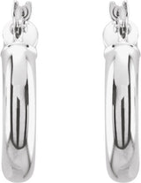 14K Gold Tube Hoop Earrings II - White Gold - view 2