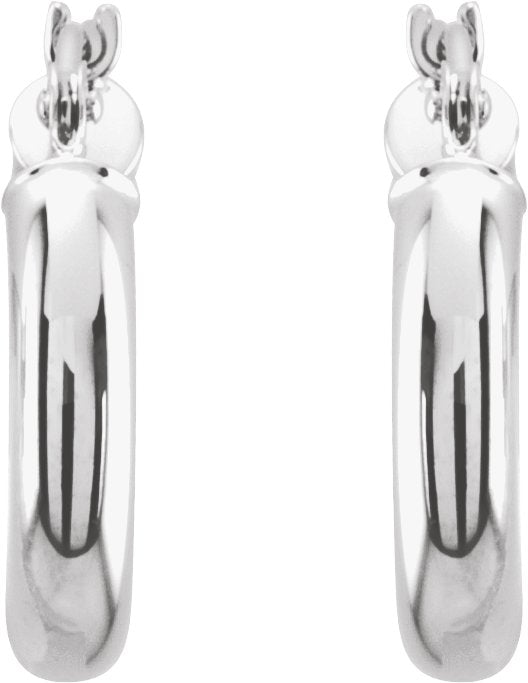 14K Gold Tube Hoop Earrings II - White Gold - view 2