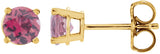 14K Gold Natural Pink Tourmaline Round 4-Prong Lightweight Stud Earrings – 2.5-6mm Stones - Yellow Gold