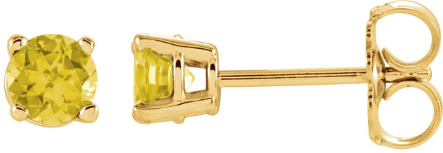 14K Gold Natural Yellow Sapphire Round 4-Prong Lightweight Stud Earrings - Yellow Gold