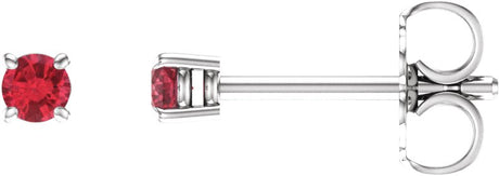 14K Gold Lab-Grown Ruby Round 4-Prong Lightweight Stud Earrings - White Gold