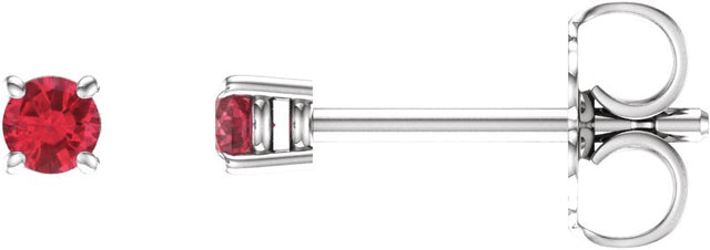 14K Gold Lab-Grown Ruby Round 4-Prong Lightweight Stud Earrings - White Gold
