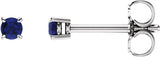 14K Gold Lab-Grown Blue Sapphire Round 4-Prong Lightweight Stud Earrings - White Gold