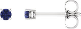 14K Gold Natural Tanzanite Round 4-Prong Lightweight Stud Earrings - White Gold