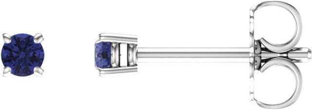 14K Gold Natural Tanzanite Round 4-Prong Lightweight Stud Earrings - White Gold