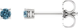 14K Gold Natural Sky Blue Topaz Round 4-Prong Lightweight Stud Earrings - White Gold