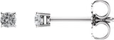14K Gold Natural White Sapphire Round 4-Prong Lightweight Stud Earrings - White Gold