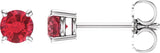 14K Gold Lab-Grown Ruby Round 4-Prong Lightweight Stud Earrings - White Gold