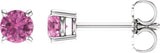 14K Gold Natural Pink Sapphire Round 4-Prong Lightweight Stud Earrings - White Gold