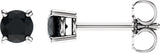 14K Gold Natural Black Onyx Round 4-Prong Lightweight Stud Earrings - White Gold