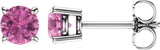 14K Gold Natural Pink Sapphire Round 4-Prong Lightweight Stud Earrings - White Gold