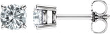 14K Gold Natural White Sapphire Round 4-Prong Lightweight Stud Earrings - White Gold