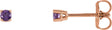 14K Gold Natural Amethyst Round 4-Prong Lightweight Stud Earrings – 2.5-8mm Stones - Rose Gold