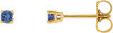 14K Gold Natural Tanzanite Round 4-Prong Lightweight Stud Earrings - Yellow Gold