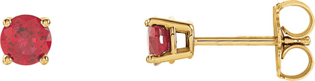 14K Gold Lab-Grown Ruby Round 4-Prong Lightweight Stud Earrings – 2.5-8mm Stones - Yellow Gold