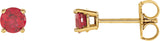 14K Gold Natural Ruby Round 4-Prong Lightweight Stud Earrings – 2.5-5mm Stones - Yellow Gold