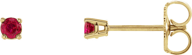 14K Gold Lab-Grown Ruby Round 4-Prong Lightweight Stud Earrings – 2.5-8mm Stones - Yellow Gold