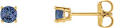 14K Gold Natural Tanzanite Round 4-Prong Lightweight Stud Earrings - Yellow Gold