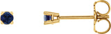 14K Gold Natural Blue Sapphire Round 4-Prong Lightweight Stud Earrings – 2.5-5mm Stones - Yellow Gold