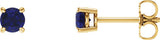 14K Gold Natural Blue Sapphire Round 4-Prong Lightweight Stud Earrings – 2.5-5mm Stones - Yellow Gold