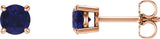 14K Gold Lab-Grown Blue Sapphire Round 4-Prong Lightweight Stud Earrings – 2.5-8mm Stones - Rose Gold