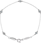 14K Gold Round Natural Diamond Bezel-Set Five-Station Bracelet - White Gold