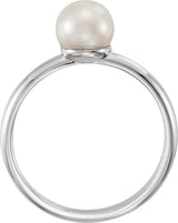 14K Gold Cultured White Freshwater Pearl Freshwater Pearl Ring - White Gold - view 2