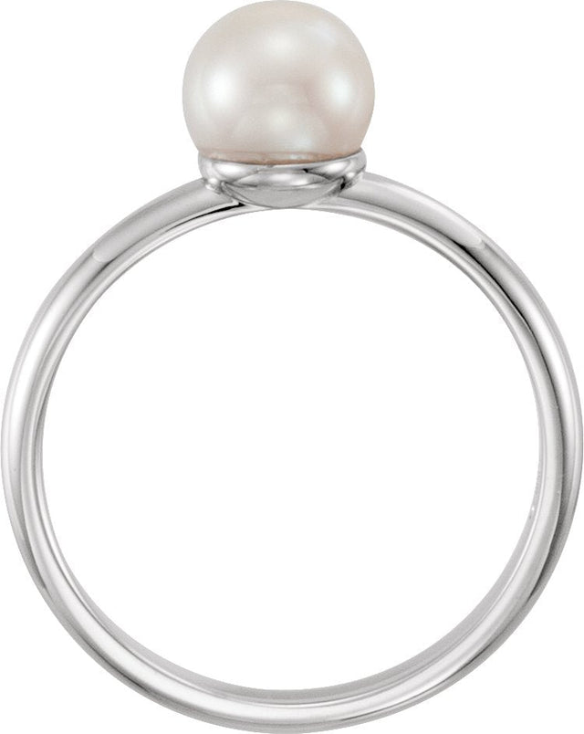 Platinum Cultured White Freshwater Pearl Freshwater Pearl Ring - view 2
