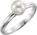 Platinum Cultured White Freshwater Pearl Freshwater Pearl Ring
