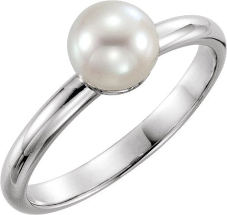 14K Gold Cultured White Freshwater Pearl Freshwater Pearl Ring - White Gold