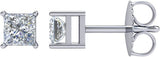 Platinum Natural Diamond Square 4-Prong Stud Earrings