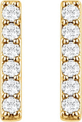 14K Gold Round Lab-Grown Diamond Bar Earrings - Yellow Gold - view 2